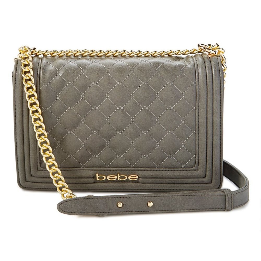 BEBE Lucy Slate Quilted Shoulder Bag NWT